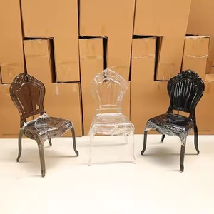 Custom Design Stackable Transparent Acrylic Plastic <strong>Resin</strong> Pc Royal Clear Crown Hotel Banquet <strong>Chair</strong> for Wedding - Product Image 6
