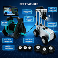 Robot de caméra d'inspection de canalisations industrielles avec caméra 4K, câble de travail de 300 m et élévateur de caméra de 25 cm