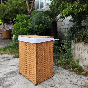 Trung Quốc Nhà sản xuất nóng Bán tay dệt PP mây nhựa giặt giỏ Organizer lưu trữ cản trở cho bẩn quần áo nhà khách sạn - Product Image 6