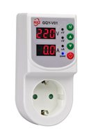 Protector de Voltaje y Corriente Inteligente con Enchufe Europeo, Pantalla LED Dual, Ajustable, Protección Contra Sobrevoltaje y Bajo Voltaje, para Refrigerador y Televisor