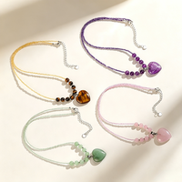 Collier ras du cou JINGFA fait main en pierre naturelle avec perles en forme de cœur, pendentif en cristal de guérison pour femmes
