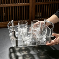 Porte-gobelets en acrylique à 4 emplacements, support transparent pour boissons avec poignée en métal robuste pour la maison, le bar, le bureau, les fêtes