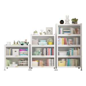 Estantería para niños, armario de almacenamiento de acero a prueba de polvo con puertas, organizador de juguetes rectangular, estante de almacenamiento para sala de estar - Product Image 4