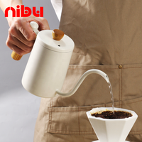 Bouilloire à café NIBU Professional 600 ml en acier inoxydable, design minimaliste écologique, pour infusion manuelle, avec bec verseur en forme de col de cygne