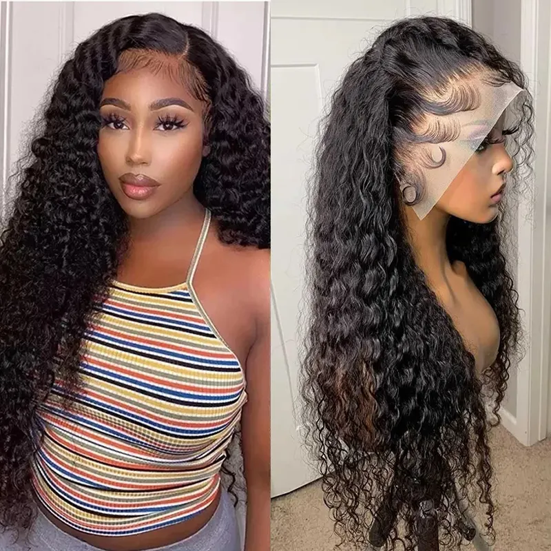Glueless HD Lace Front Wig Pre Plucked Virgin Brazilian Human Hair Water Wave Wig With Baby Hair Human Hair Wigs For Black Women