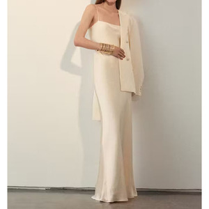 Vestido midi de satén con tirantes finos para mujer, ajustado, de color liso, informal, de verano, sin mangas, con dobladillo recto, de tela tejida - Product Image 2