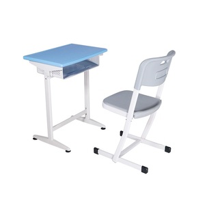 Meubles d'école modernes personnalisés, ensemble bureau et chaise pour salles de classe moyennes, construction en acier/MDF/plastique, modèle personnalisé PT-307A - Product Image 1