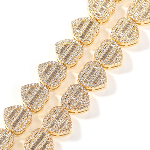 Collana Popolare a Catena con <span class=keywords><strong>Cuore</strong></span> CZ Iced Out e Zirconi Baguette, Gioielli Hip-Hop Bling da Rapper - Product Image 3