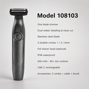Stainless Steel Electric <strong>Beard</strong> <strong>Trimmer</strong> With USB Charging Household &amp; Outdoor Use English/Spanish Languages Li-ion Battery - Product Image 6