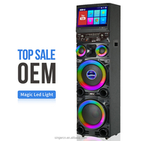 Enceintes de son puissant Lecteur de musique Double haut-parleur 12 pouces 100W LED RVB BT 5.0 USB TF Écran tactile 15,4 pouces Télécommande