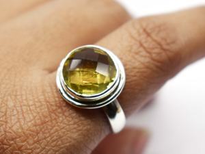 Natural <b>Citrine</b> Round Gemstone 925 Sterling Silver <b>Ring</b> - Product Image 1