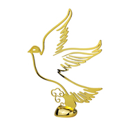 Prix commémoratif des Ailes de la paix Sculpture de colombe étalée aux tons d'or Calligraphie arabe Gravure Trophées pour les champions académiques