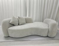 Canapé Chesterfield moderne trois places en tissu, rembourrage en éponge, pieds en similicuir, accoudoirs incurvés, lavable, pour hôtel, appartement, villa, centre commercial
