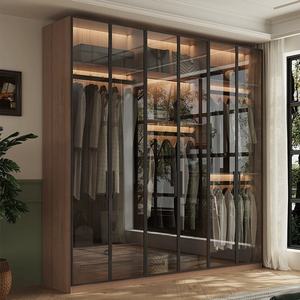 Thiết kế sang trọng hiện đại màu trắng 6 cửa tủ quần áo nội thất phòng ngủ tủ quần áo tủ quần áo với cửa kính trưng bày - Product Image 4