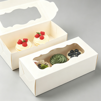 Caja Resistente de Cartón Blanco para Rollo Suizo con Ventana Transparente, Caja Desechable para Empacar Postres y Pastelería para Llevar
