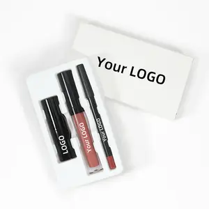 Cosmetici all'ingrosso trucco Private Label Logo marca Deep Red Matte Vegan Purple Lip Liner rossetto crea il tuo Kit di rossetti
