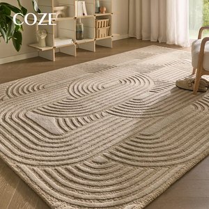 Tappeti Moderni di Lusso, Alta Gamma, Tinta Unita Beige, A Righe, Tuftati a Mano, Grandi per Soggiorno e Camera da Letto, Collezione 2025 - Product Image 3