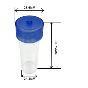 Gobelet d'échantillonnage Wei Hong 20 ml en plastique PS transparent avec couvercle à vis pour la collecte de sperme, de crachats et d'urine - Product Image 2