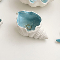 Boîte de rangement pour bijoux en céramique style océan moderne, coquillages, conques, étoiles de mer, décoration d'intérieur, ornement de bureau