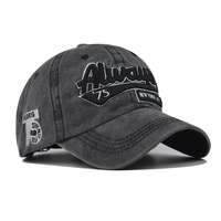 Gorra de Béisbol Clásica TX10261, Lavada y Desgastada, con Bordado 3D en PVC, 6 Paneles, Ajustable, con Logotipo de Letras Always75 para las Cuatro Estaciones