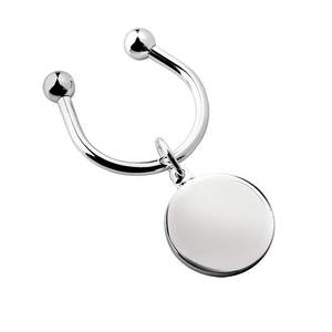 Llavero con Placa Redonda de 30 mm, Cadena Metálica, Acabado Plateado - Product Image 1