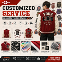 Chaqueta Varsity Personalizada, Estilo Letterman, Bordado, Parches de Chenille, Mangas de Cuero, Botones a Presión, Venta al Por Mayor