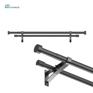 <span class=keywords><strong>Tringle</strong></span> à rideaux double réglable DaiRui, robuste, en métal noir mat, avec supports pour rideaux occultants, 18-144 pouces - Product Image 3