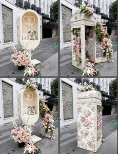 Conjunto de Cabina Telefónica con Flores Artificiales para Exhibición en Escaparates de Centros Comerciales, Decoración de Tiendas Comerciales - Product Image 1