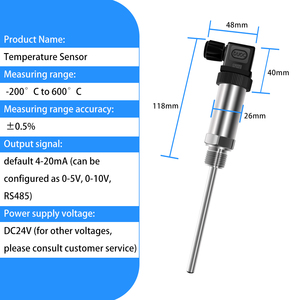 販売中 PT100/<span class=keywords><strong>PT1000</strong></span> 温度コントローラープローブ 長さ100mm 4-20mA/0-5V/0-10V/RS485出力 ステンレス鋼製 精度0.5% - Product Image 2