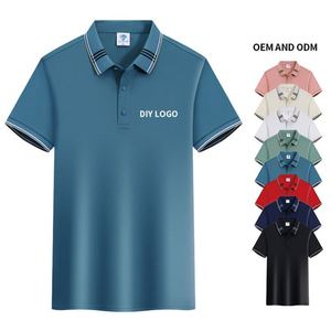 เสื้อโปโลผู้ชายผ้าคอตตอนโพลีเอสเตอร์ 200gsm ขายส่ง สีพื้น แต่งขอบตัดกัน ชุดยูนิฟอร์มกอล์ฟ ระบายอากาศได้ดี ซับเหงื่อ ใส่สบาย - Product Image 3