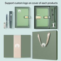 Carnet de notes promotionnel de luxe en gros pour cadeau d'entreprise Agenda vert personnalisé Bloc-notes en cuir PU Coffret cadeau d'entreprise avec stylo