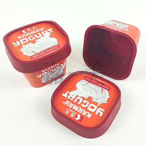 Pot de yaourt KARMAY 125 ml 75 g carré en PP avec couvercle et cuillère, saveur naturelle, étiquetage en moule, emballage en PP de qualité alimentaire jaune - Product Image 5