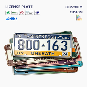 <span class=keywords><strong>Plaque</strong></span> d'<span class=keywords><strong>immatriculation</strong></span> en métal gaufré personnalisée, style vintage américain rétro antique, 15*30 cm, rectangulaire, décoration murale pour bar ou maison - Product Image 1