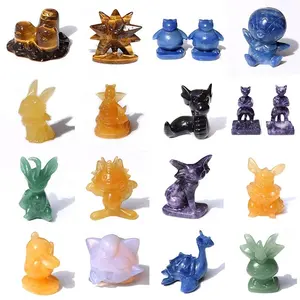 5 a 6cm Natural Random Gemstone Crystal Cartoon Carving Crystal Pocket Monster Estatuilla para la decoración del hogar