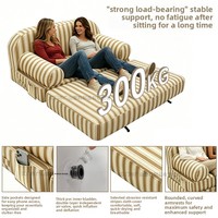 Canapé-lit gonflable 2-en-1 moderne et minimaliste avec housse en tissu amovible et lavable, double chaise longue paresseuse pour l'extérieur