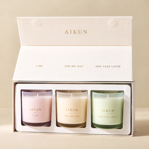 Bougie parfumée Aikun en verre dépoli avec couvercle en bois, boîte cadeau personnalisée, marque privée, OEM ODM pour commandes en gros de boutiques - Product Image 2