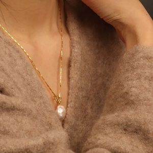 Chris April Gold Plated 925 <strong>Sterling</strong> <strong>Silver</strong> <strong>t</strong> <strong>bar</strong> Toggle Chunky Baroque Freshwater Pearl <strong>Necklace</strong> - Product Image 2