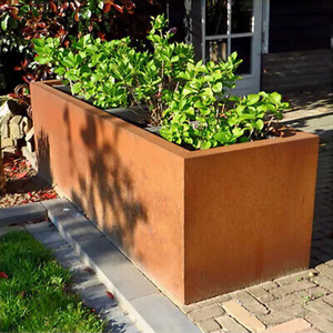 Pot de fleurs en acier corten sur mesure pour jardin extérieur, grand bac à plantes - Product Image 4