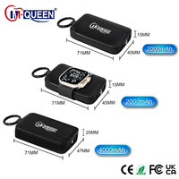Cargador de Teléfono de Emergencia Portátil 2 en 1, Mini Llavero, Banco de Energía de 4000 mAh/2000 mAh, Salida de 10 W, Cable Integrado, Iluminación LED, para Exteriores
