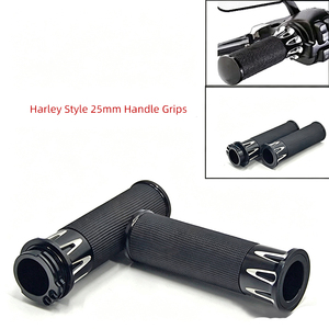 Empuñaduras huecas de 25MM para motocicleta Harley 883 XL1200, empuñaduras antideslizantes de aluminio para manillar, color negro - Product Image 2