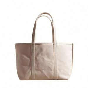 Sac fourre-tout en toile de coton épais avec poches intérieures et extérieures, sacs en coton uni de couleur et de taille personnalisées - Product Image 1