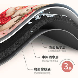 Alfombra de Navidad con diseño de gorro de Papá Noel rosa, rectangular, absorbente, de cuero, antideslizante para interiores, decoración festiva para el hogar, alfombra de entrada para el baño - Product Image 3