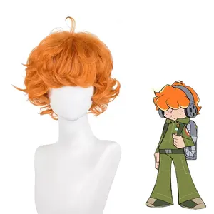 Toptan çorap peruk Cosplay 30cm kısa kıvırcık turuncu kısa peruk sentetik Anime Cosplay kostüm peruk için parti