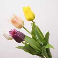 Bunga Tiruan Diana Tulip Berkualitas Tinggi dari Karet PVC Lembut, Batang Tunggal, Tekstur Mirip Grapefruit, Tahan Air