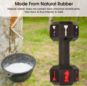 Jouet à mâcher pour chien en caoutchouc naturel, résistant aux morsures, en forme d'haltère, pour le nettoyage des dents, respectueux de l'environnement, multifonctionnel, pour la santé dentaire des animaux de compagnie - Product Image 4