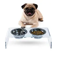 custom supplies plastic cats dogs travel water stainless steel luxury portable elevated food feeders Acrylic pet bowls stand