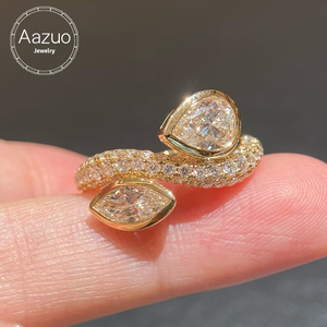 อาซูโอ 18K ทองคำแท้สีเหลืองประดับเพชรที่ปลูกในห้องปฏิบัติการ แหวนรูปทรงหยดน้ำสุดหรูสำหรับงานแต่งงานของผู้หญิง เครื่องประดับแฟชั่นคุณภาพสูง - Product Image 1