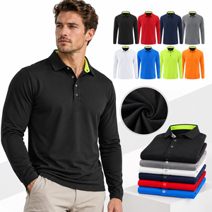Camiseta Polo de Manga Larga para Hombre, Ropa Deportiva de Alto Rendimiento, Cuello Interior en Contraste, Secado Rápido, Elástica, Uniforme de Equipo, Proveedor de Ropa Deportiva Personalizada - Product Image 1