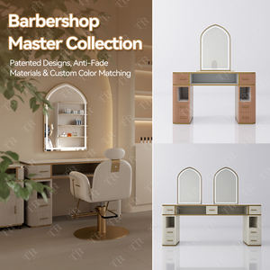 Turri Barber Shop Equipment Muebles Peluquería <span class=keywords><strong>Espejo</strong></span> Estación <span class=keywords><strong>Tocador</strong></span> <span class=keywords><strong>con</strong></span> luz LED <span class=keywords><strong>Espejo</strong></span> y cajones <span class=keywords><strong>para</strong></span> belleza - Product Image 5