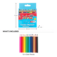 Lot de 12 crayons de couleur unie miniatures FLOWood, crayons pigmentés lisses, ensemble de crayons portables de poche, pour l'école, les enfants, les voyages